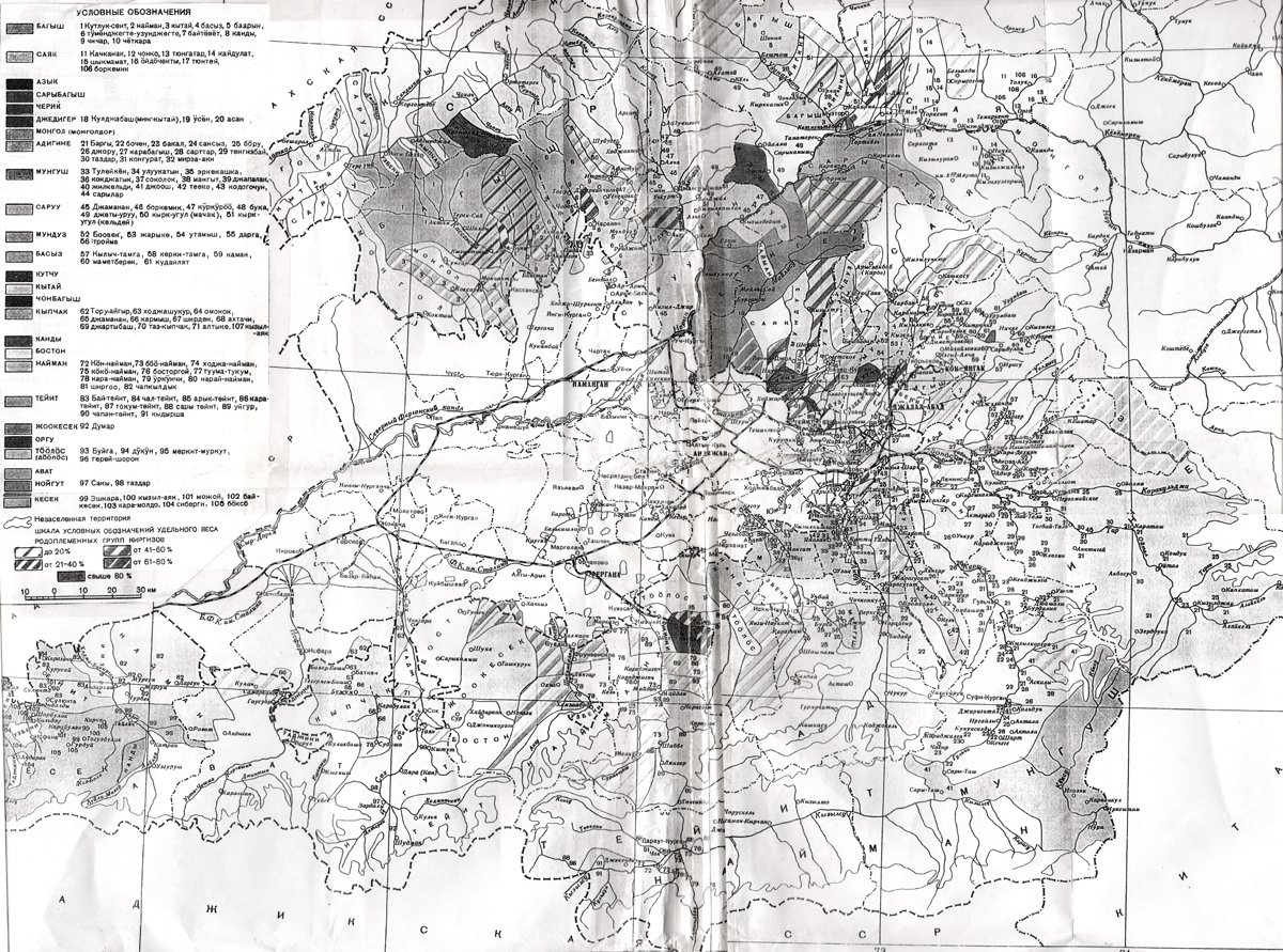Карта расселения южных кыргызов